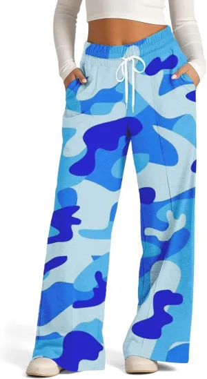 Women's Pants, Straight Leg High Waisted Pants Cotton Linen Wide Palazzo Sweatpants