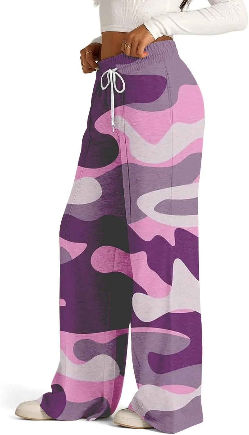 Women's Pants, Straight Leg High Waisted Pants Cotton Linen Wide Palazzo Sweatpants