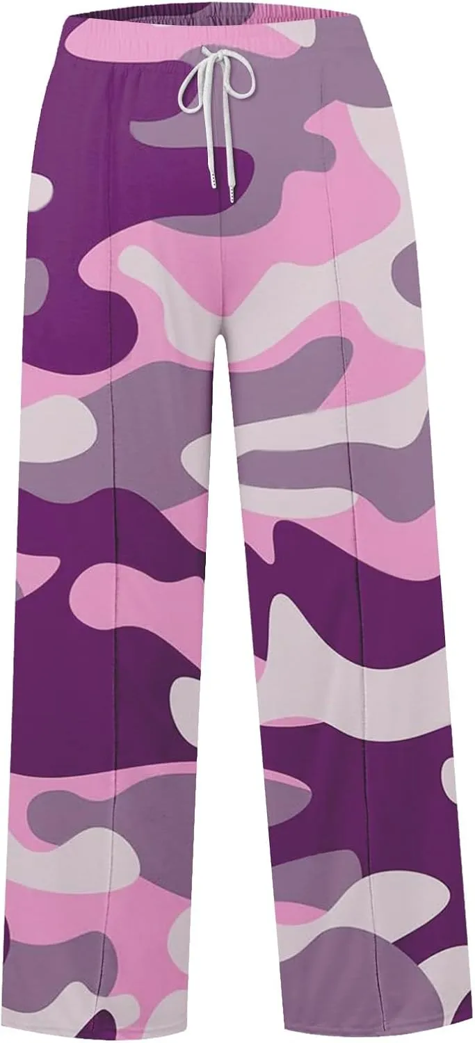 Women's Pants, Straight Leg High Waisted Pants Cotton Linen Wide Palazzo Sweatpants