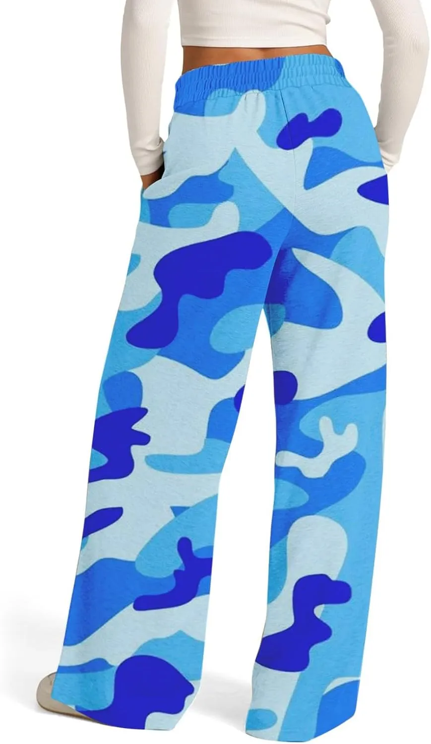 Women's Pants, Straight Leg High Waisted Pants Cotton Linen Wide Palazzo Sweatpants