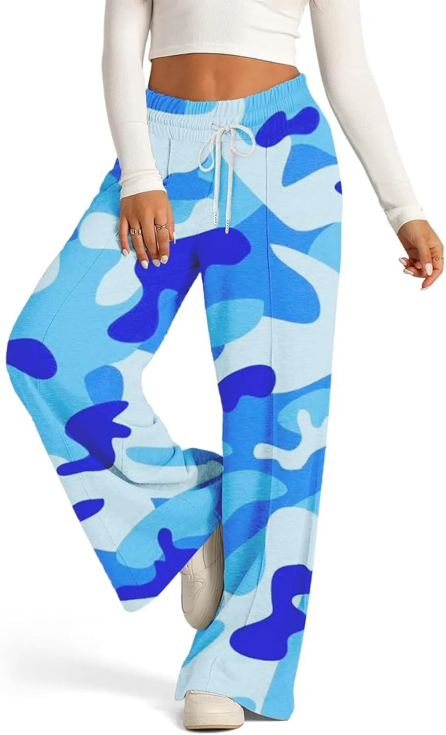 Women's Pants, Straight Leg High Waisted Pants Cotton Linen Wide Palazzo Sweatpants