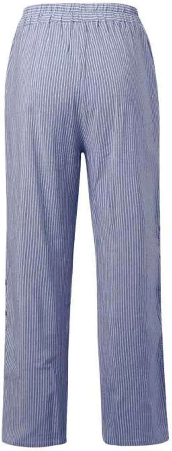 Womens Striped Pants Side Button Elastic Waist Straight Wide Leg Linen Pants Summer Lightweight Baggy Casual Trousers