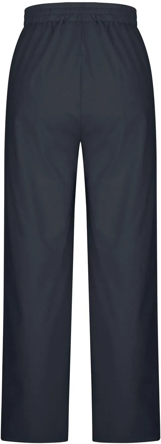 Women's Summer High Waist Baggy Pants, Loose Fit Cotton Linen Home Pants Casual Solid Elastic Waist Pocket Trouser