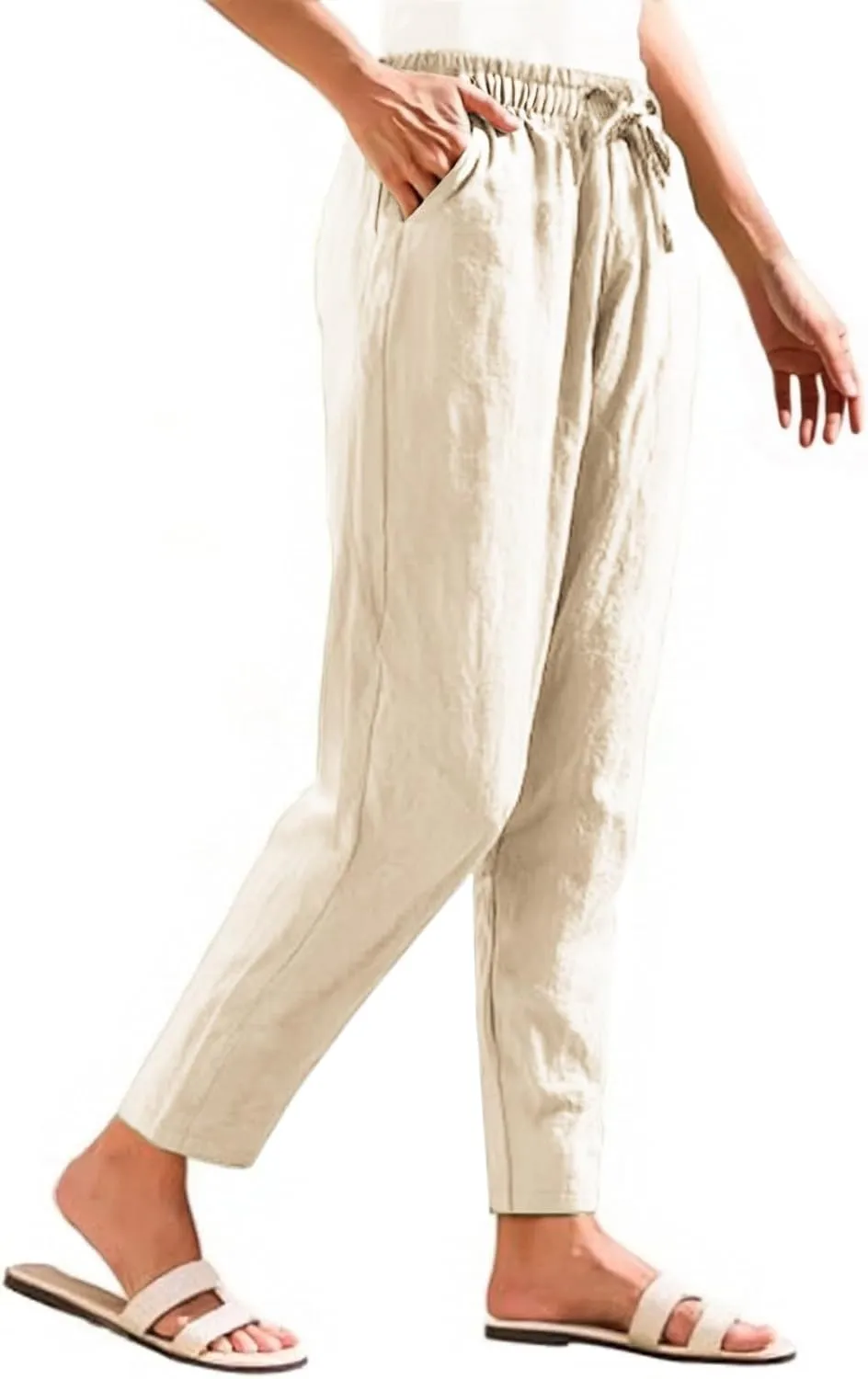 Womens Sweatpants, Peasant Pants Linen Straight Leg Casual Drawstring Cotton Plus Size