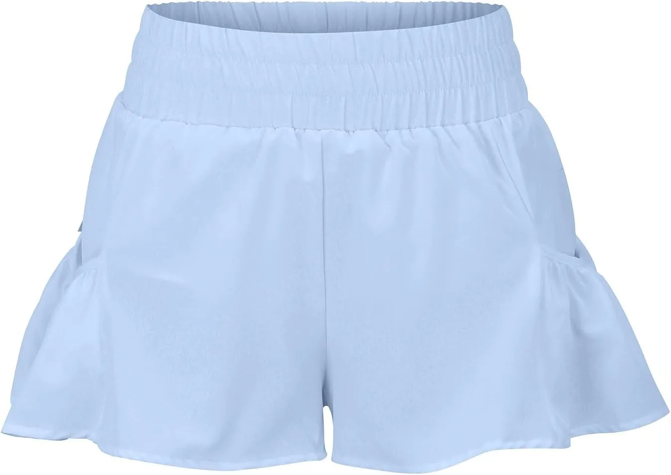 Womens Track Shorts Elastic High Waisted Running Sports Sweat Shorts with Pockets Workout Athletic Lounge Flounce Short Pants