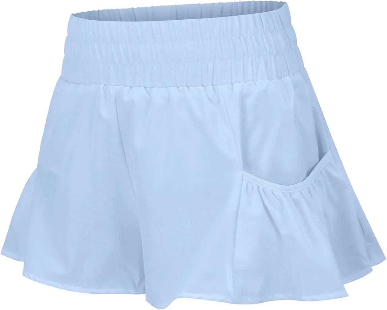 Womens Track Shorts Elastic High Waisted Running Sports Sweat Shorts with Pockets Workout Athletic Lounge Flounce Short Pants