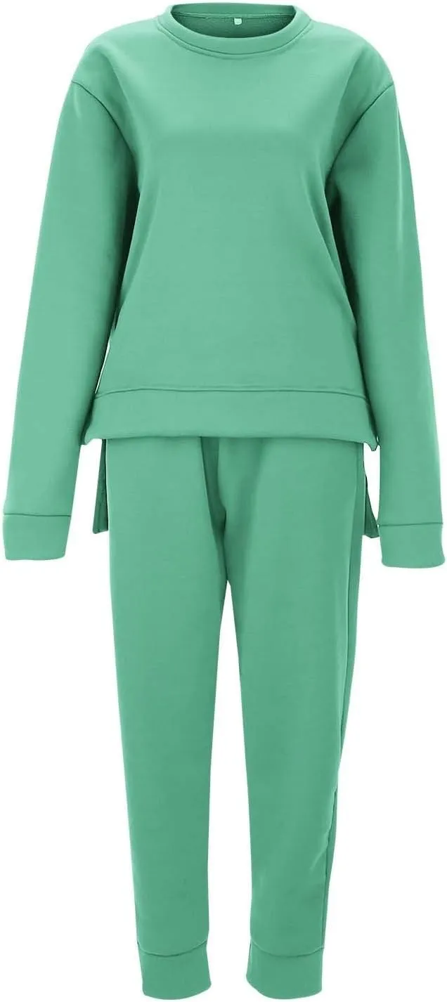 Women's Two Piece Tracksuit Fall Long Sleeve V Neck Althteic Outfit Hoodie Sweatshirt Long Pants Outfits