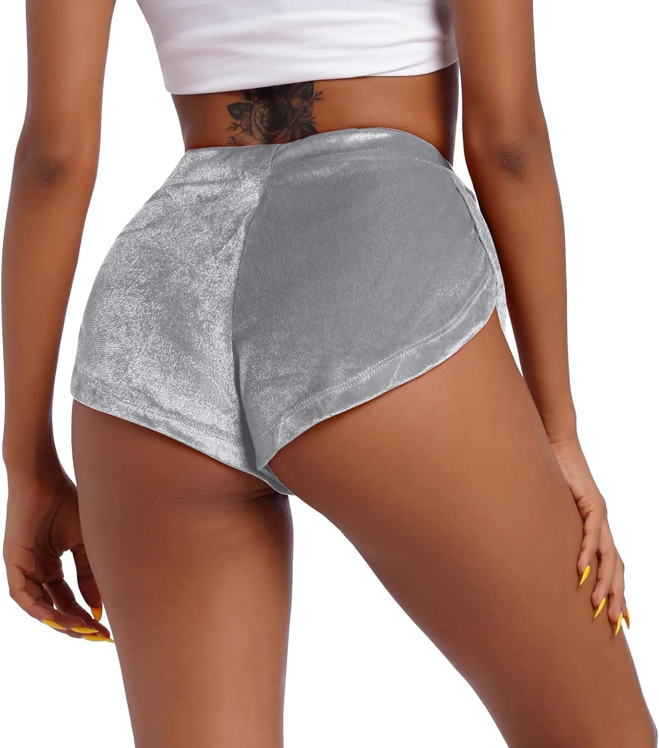 Women's Velvet Booty Yoga Shorts Sexy High Waist Pole Dance Hot Pants Gym Workout Active Slim Fit Rave Shorts Bottoms
