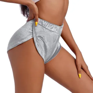 Women's Velvet Booty Yoga Shorts Sexy High Waist Pole Dance Hot Pants Gym Workout Active Slim Fit Rave Shorts Bottoms
