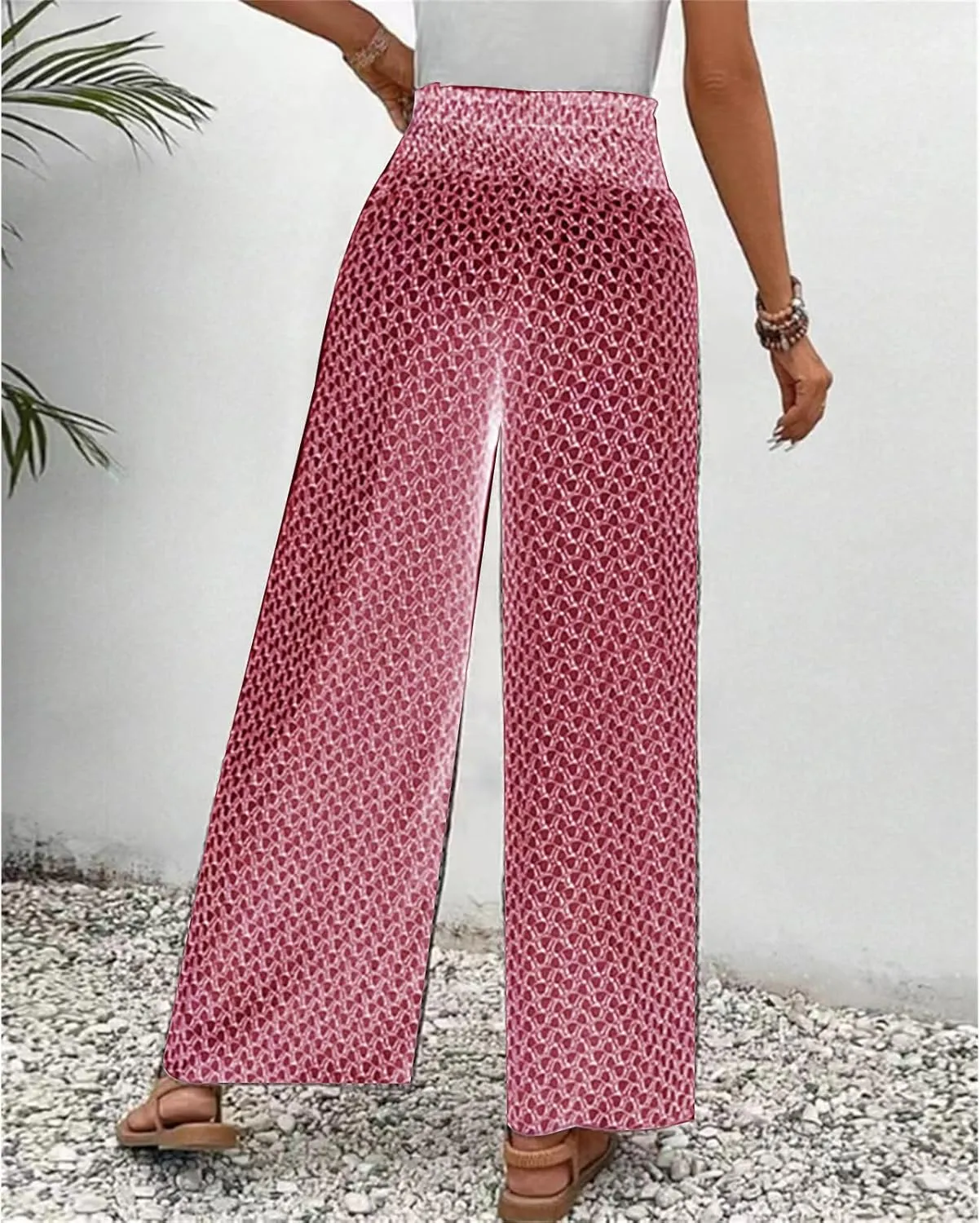 Women's Wide Leg Long Pants Casual Palazzo High Waisted Trousers Loose Skirt Pants Flowy Comfort Beach Pant for Women