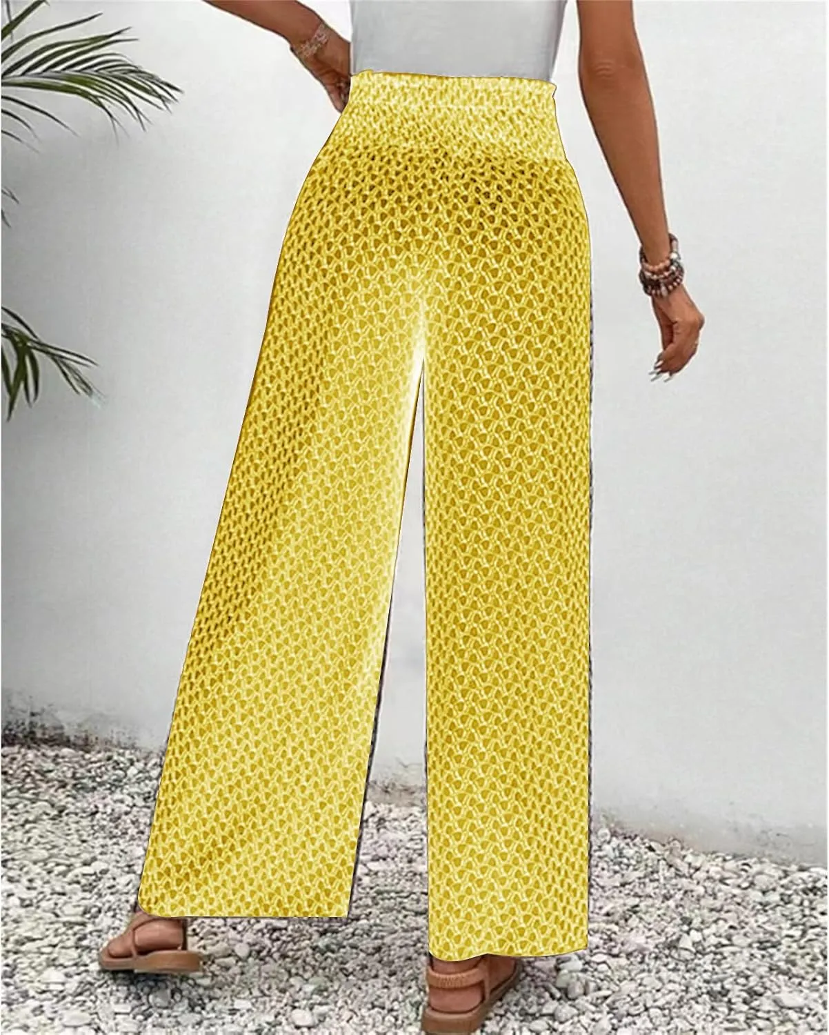 Women's Wide Leg Long Pants Casual Palazzo High Waisted Trousers Loose Skirt Pants Flowy Comfort Beach Pant for Women