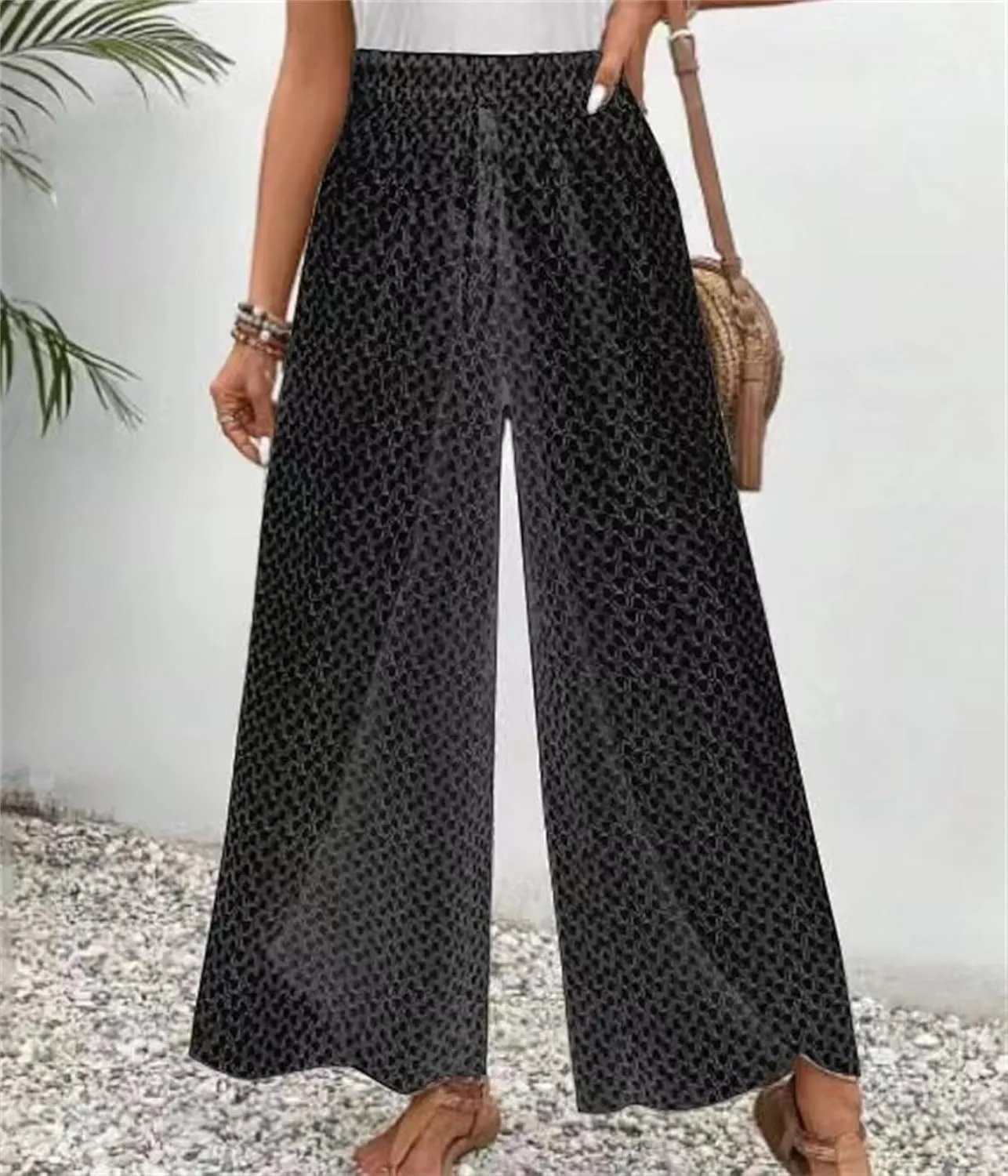 Women's Wide Leg Long Pants Casual Palazzo High Waisted Trousers Loose Skirt Pants Flowy Comfort Beach Pant for Women