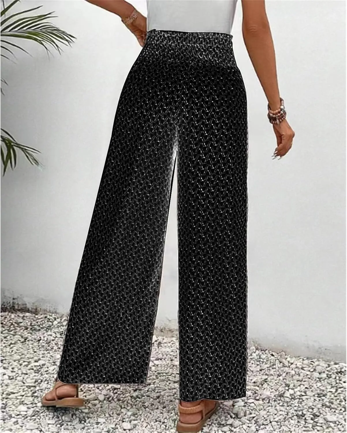 Women's Wide Leg Long Pants Casual Palazzo High Waisted Trousers Loose Skirt Pants Flowy Comfort Beach Pant for Women