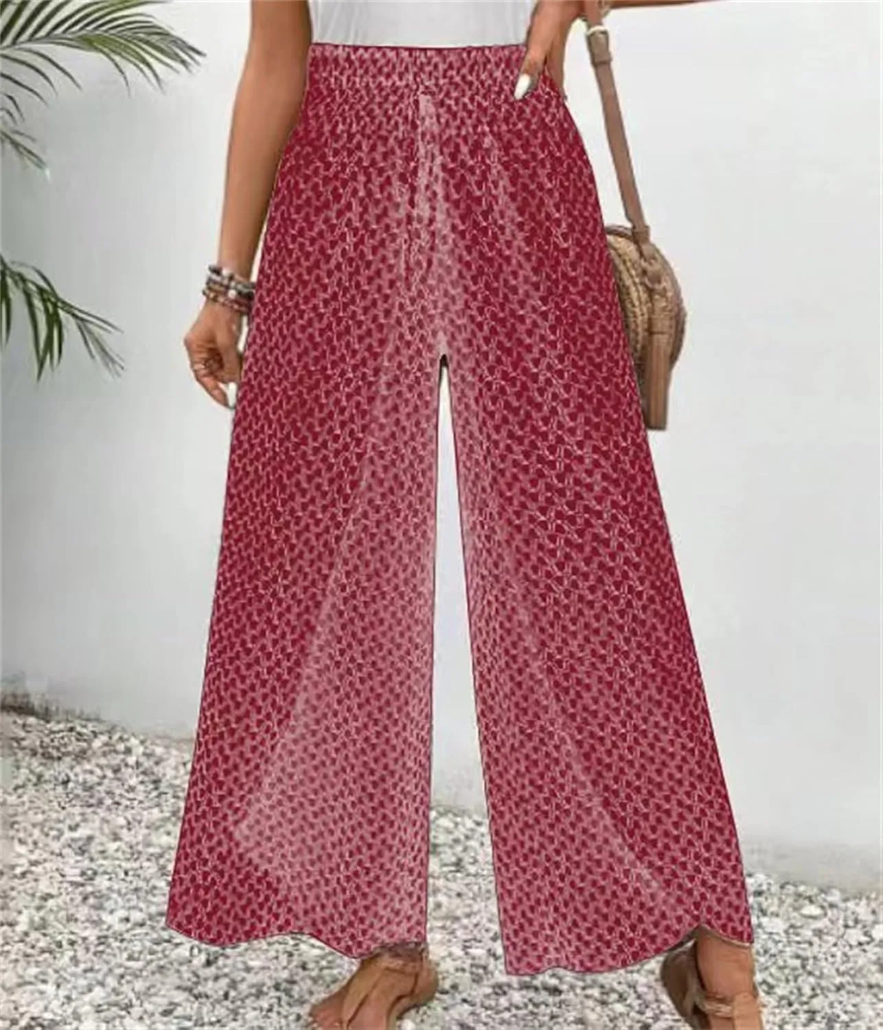 Women's Wide Leg Long Pants Casual Palazzo High Waisted Trousers Loose Skirt Pants Flowy Comfort Beach Pant for Women