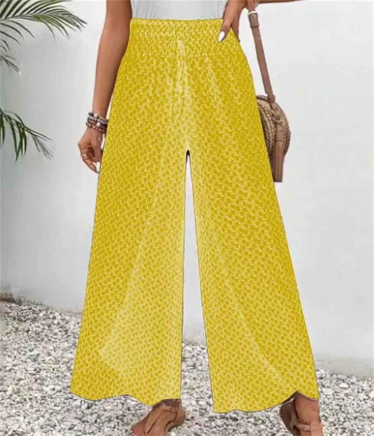 Women's Wide Leg Long Pants Casual Palazzo High Waisted Trousers Loose Skirt Pants Flowy Comfort Beach Pant for Women