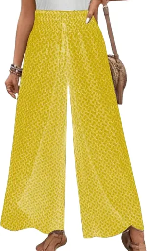 Women's Wide Leg Long Pants Casual Palazzo High Waisted Trousers Loose Skirt Pants Flowy Comfort Beach Pant for Women