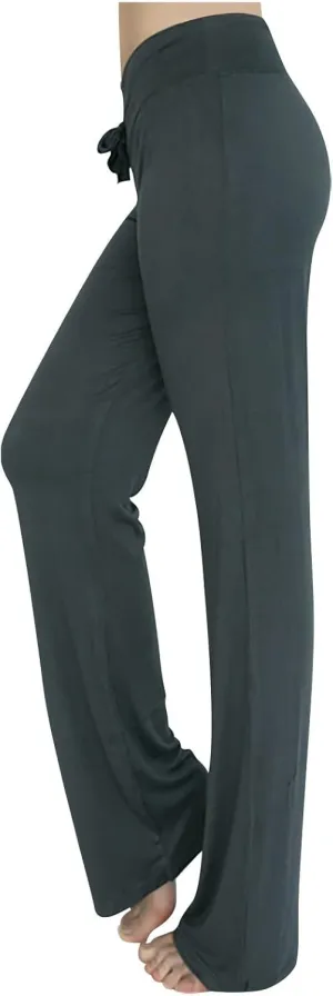 Womens Wide Leg Pants Yoga Leggings Drawstring Elastic High Waist Gym Sports Tights Pant Workout Casual Loose Trousers