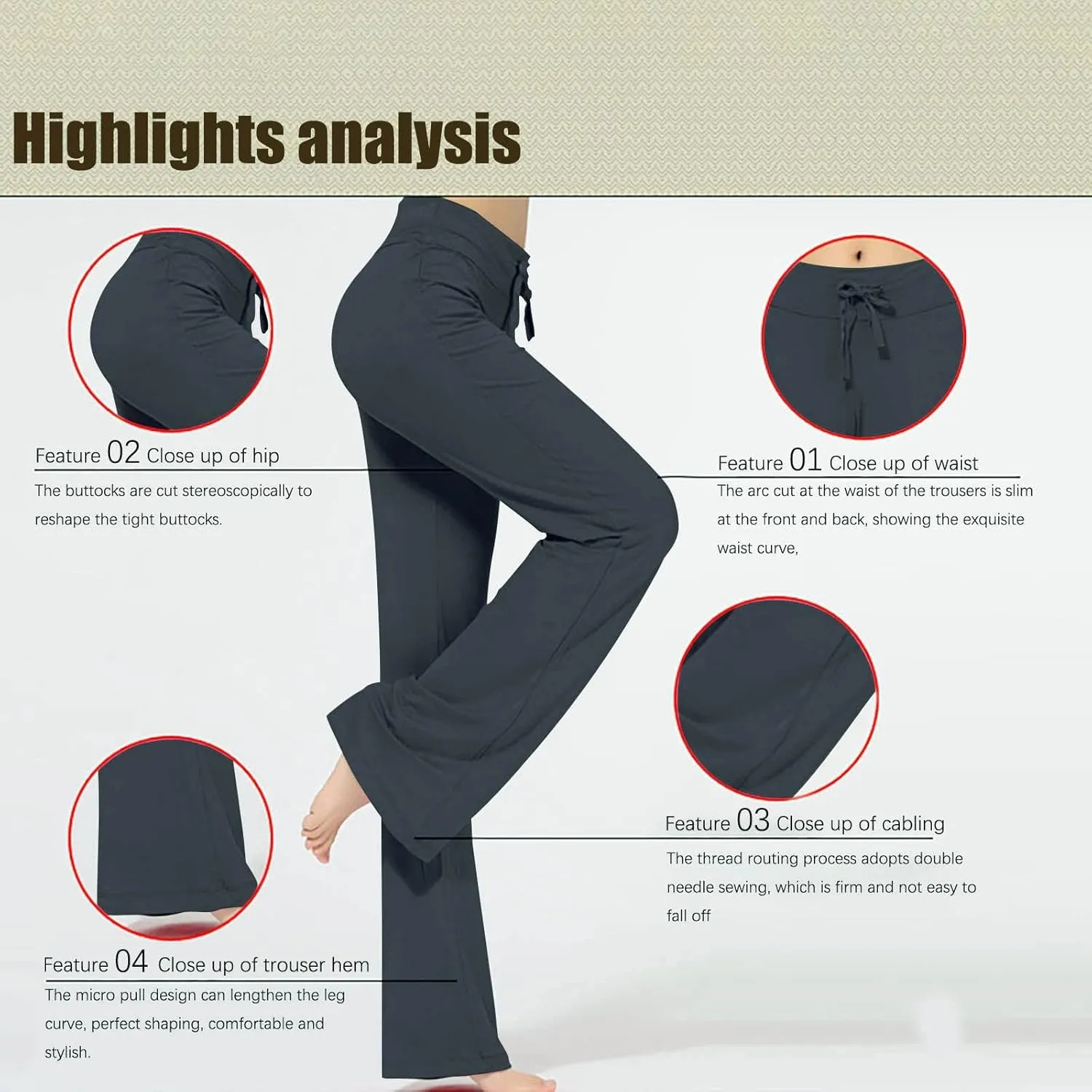 Womens Wide Leg Pants Yoga Leggings Drawstring Elastic High Waist Gym Sports Tights Pant Workout Casual Loose Trousers