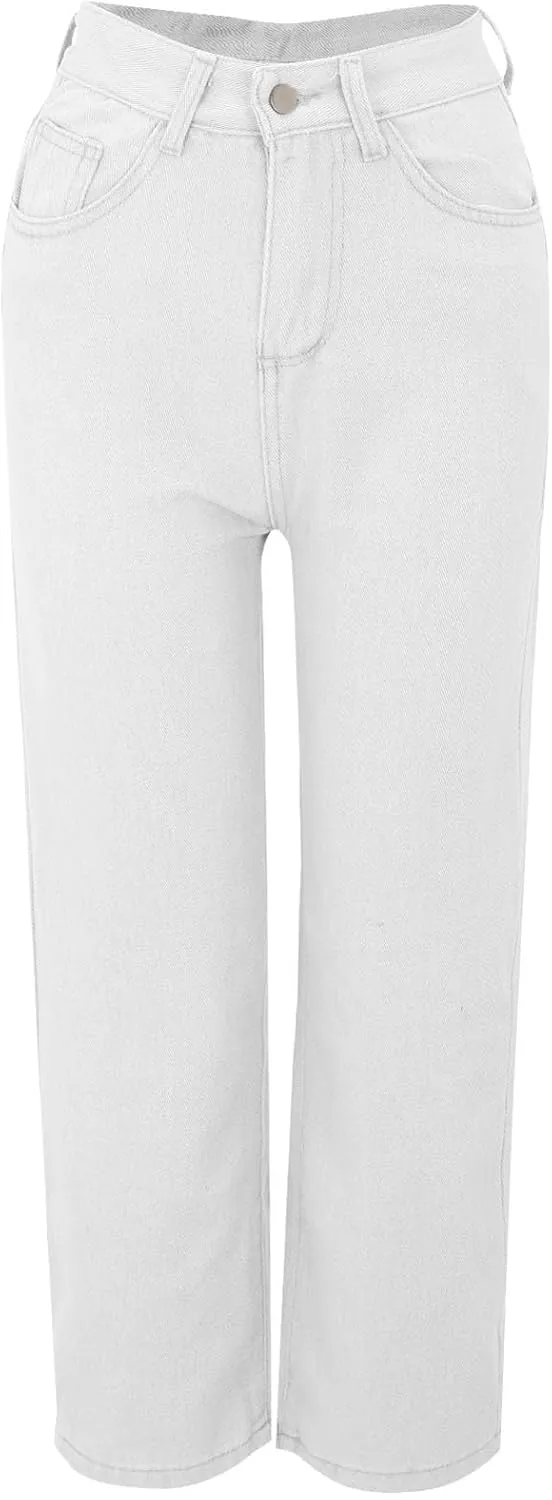 XOWRTE Women's High Waisted Wide Leg Jeans Slimming Drag Straight Leg with Vintage American Drop Pants Denim