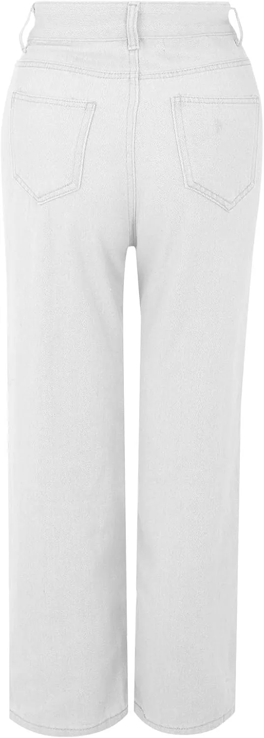 XOWRTE Women's High Waisted Wide Leg Jeans Slimming Drag Straight Leg with Vintage American Drop Pants Denim