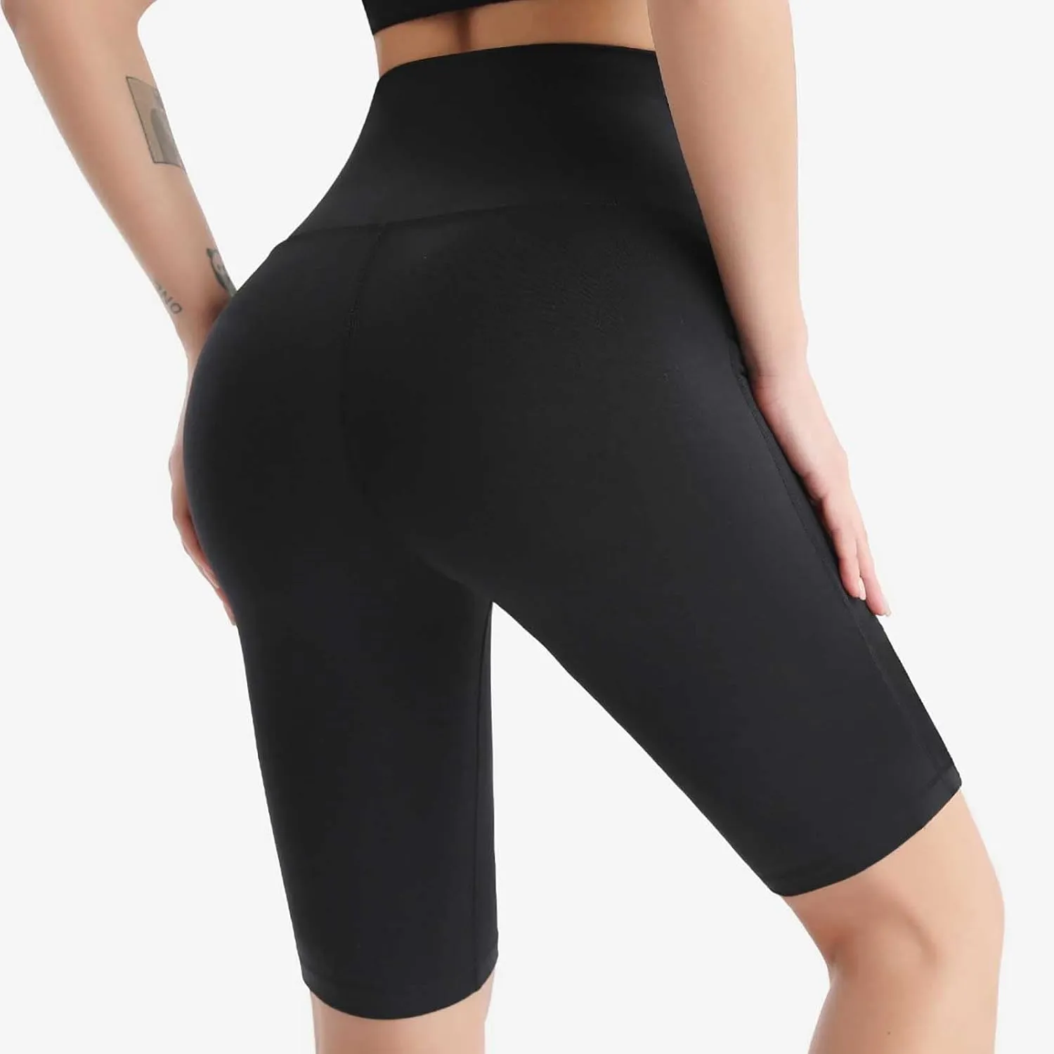 XUNRYAN Women's 8" High Waist Biker Shorts Yoga Running Volleyball Workout Gym Shorts for Summer Fitness Short Pants