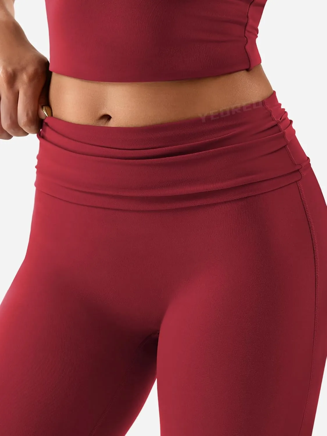 YEOREO Romola Women Yoga Pants Flare Leggings with Tummy Control High Waist Fold Over Bootcut Wide Legs Workout Legging