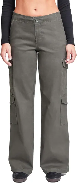 YMI Jeans Women's High Rise Double Pocket Wide Leg Cargo Pants