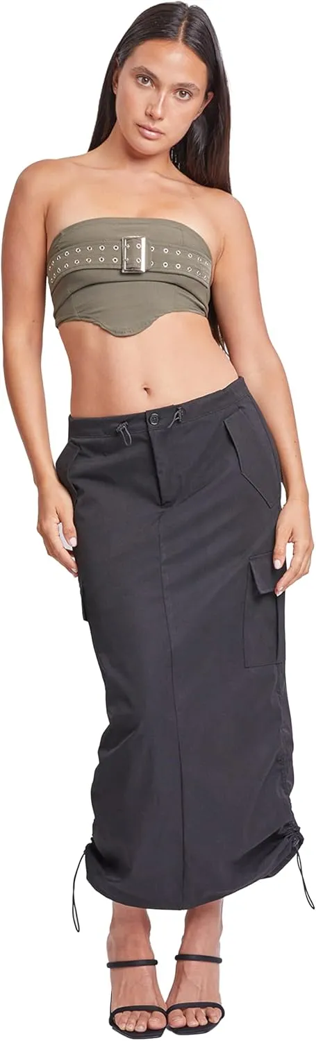 YMI Jeans Women's Midi Cargo Parachute Skirt