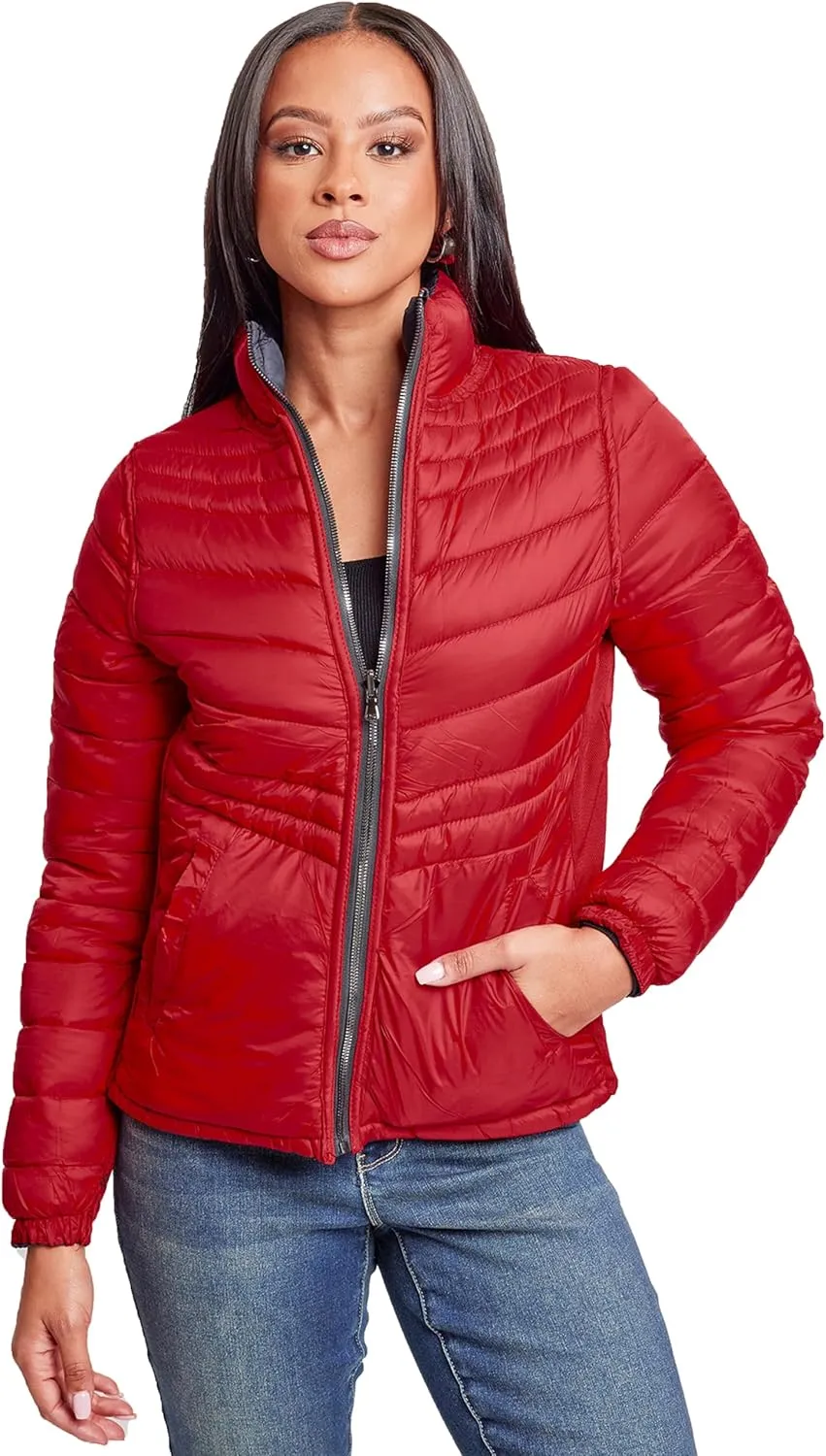 YMI Jeans Women's Winter Reversible Fitted Puffer Jacket