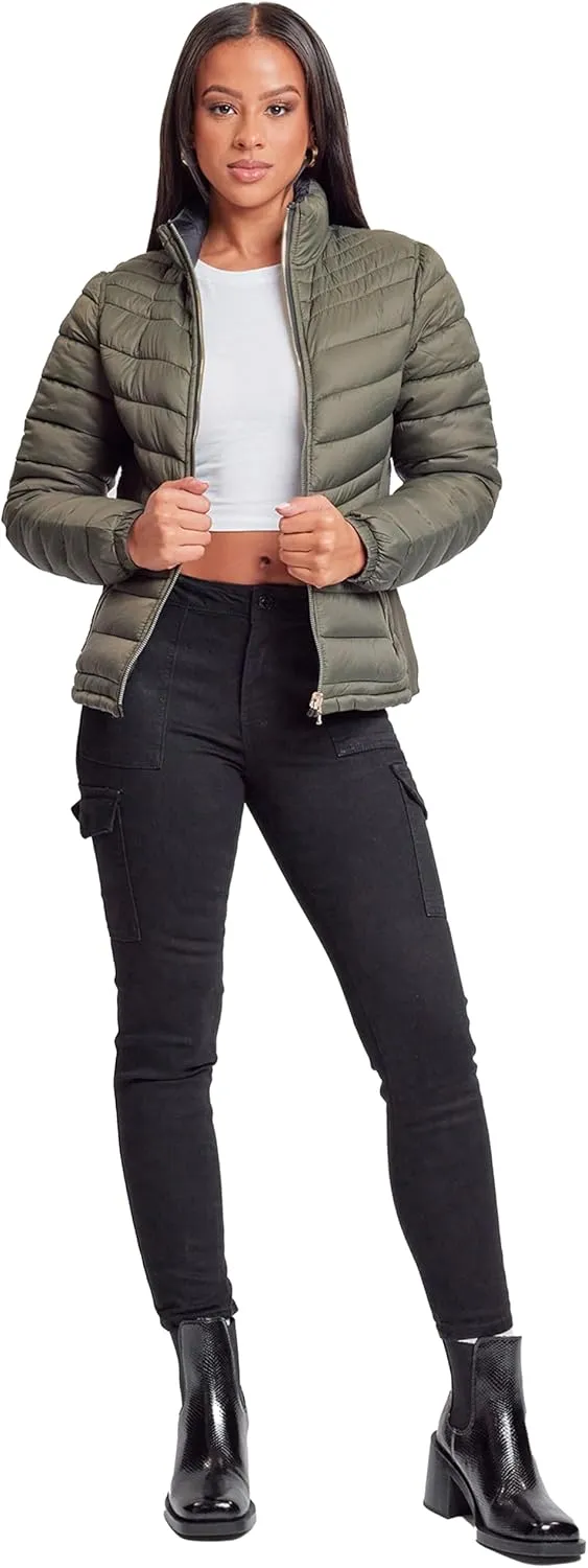 YMI Jeans Women's Winter Reversible Fitted Puffer Jacket