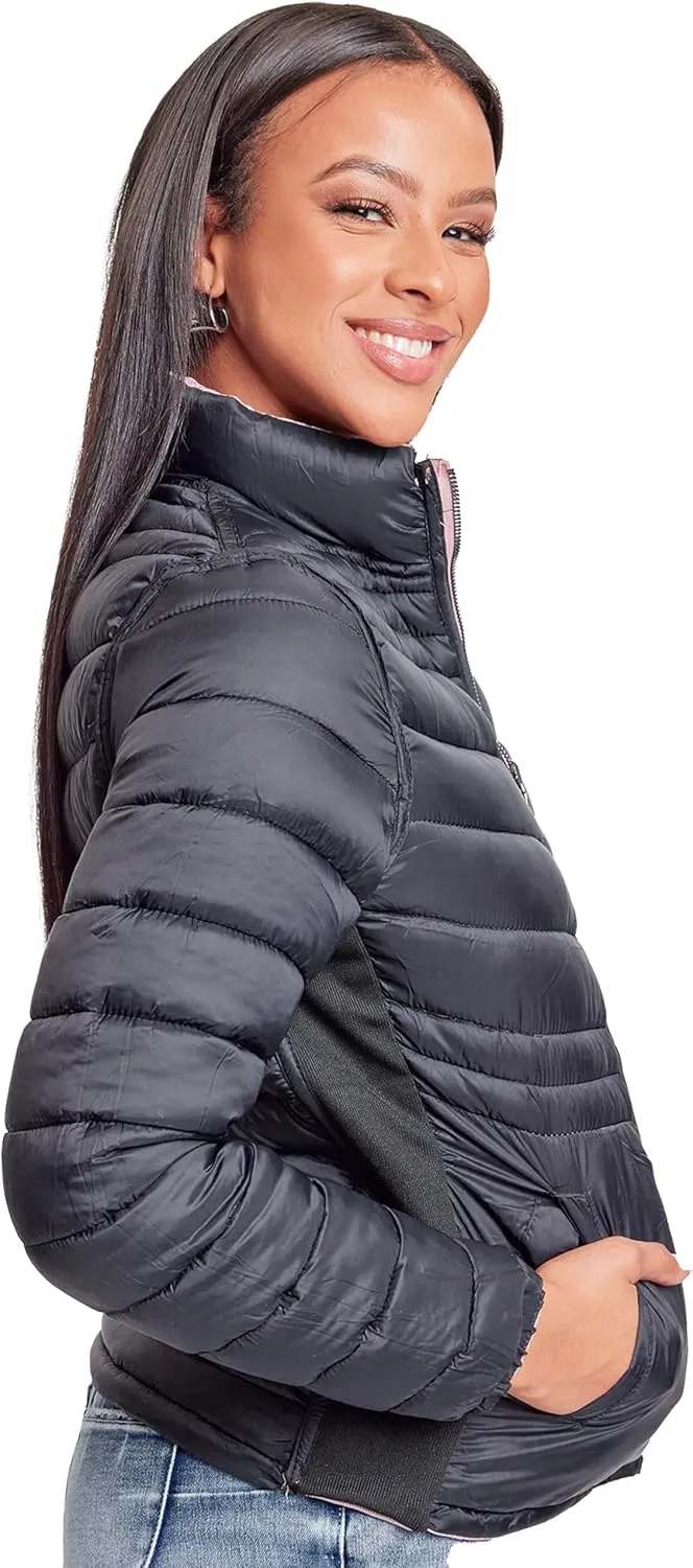 YMI Jeans Women's Winter Reversible Fitted Puffer Jacket