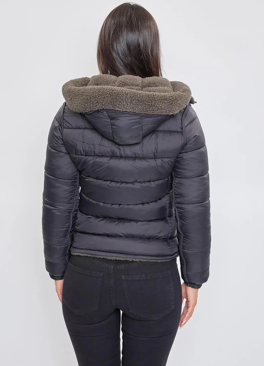 YMI Jeans Women's Winter Reversible Fitted Puffer Jacket