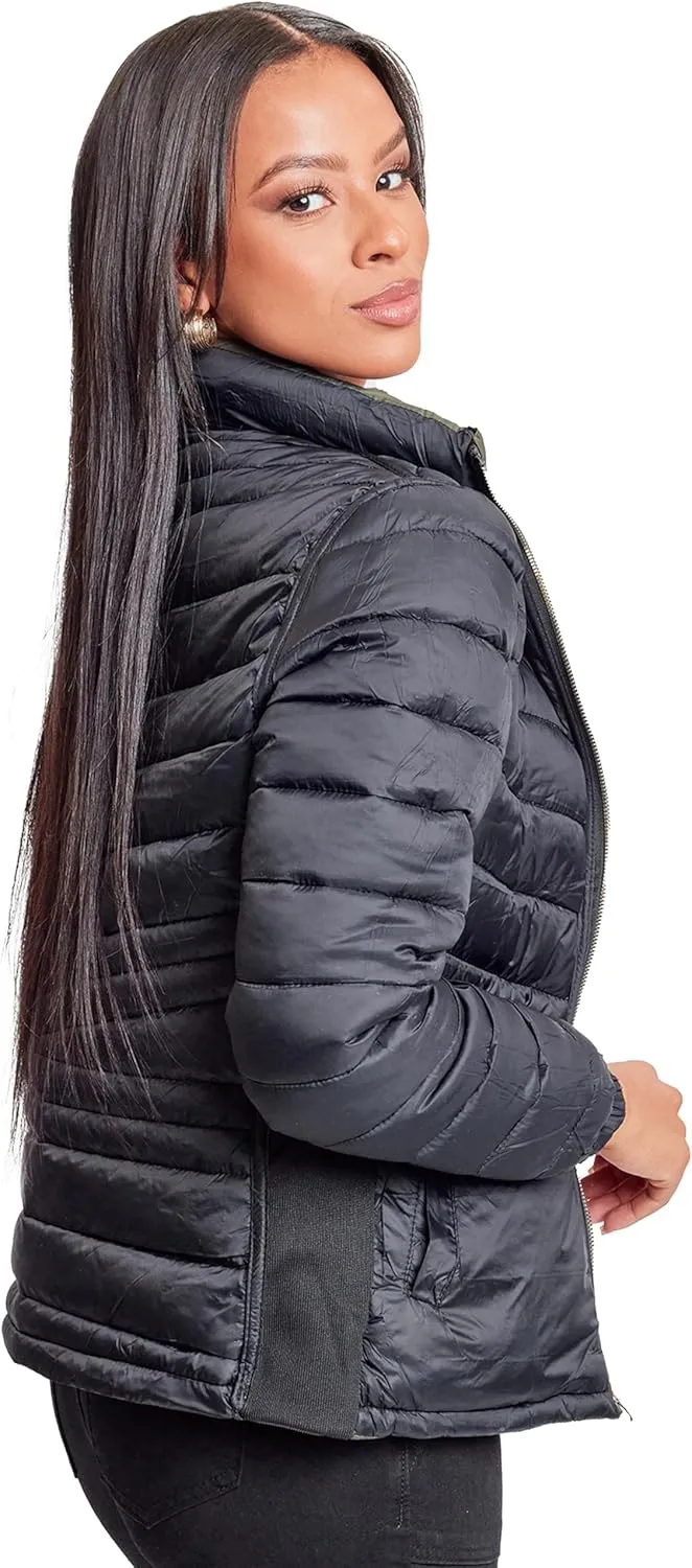 YMI Jeans Women's Winter Reversible Fitted Puffer Jacket