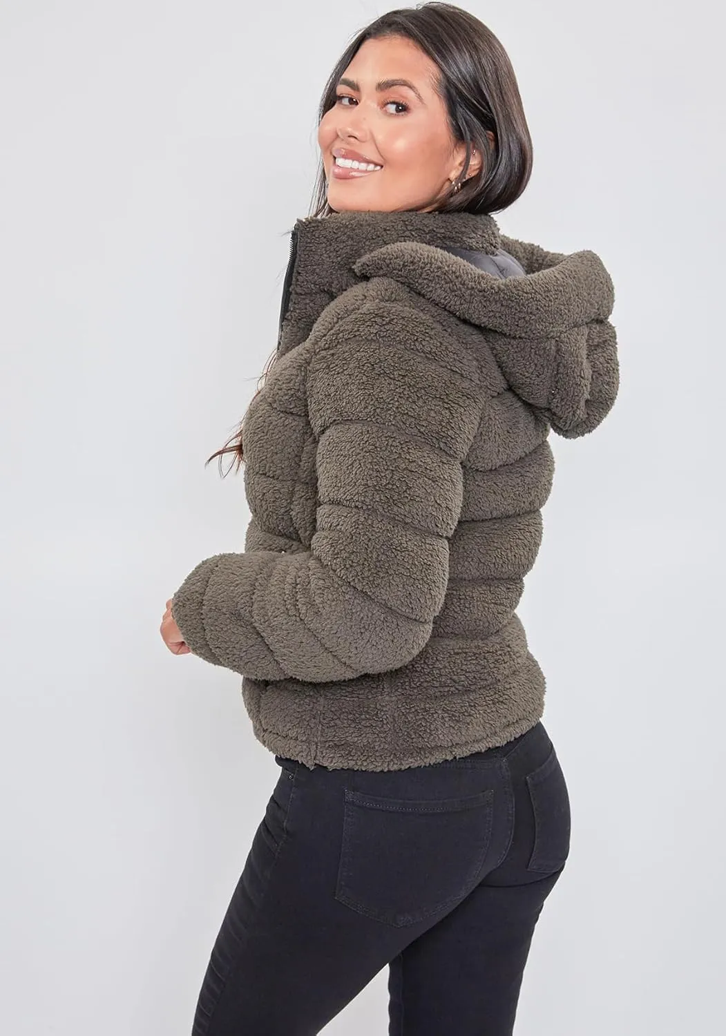 YMI Jeans Women's Winter Reversible Fitted Puffer Jacket