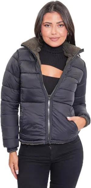 YMI Jeans Women's Winter Reversible Fitted Puffer Jacket