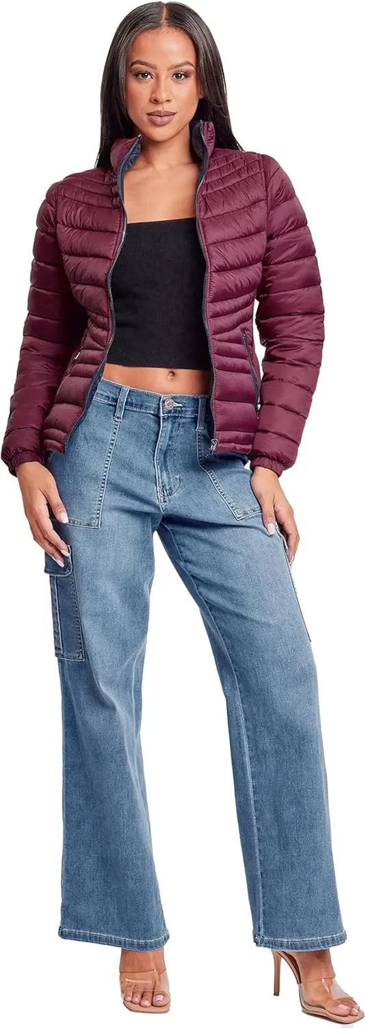 YMI Jeans Women's Winter Reversible Fitted Puffer Jacket