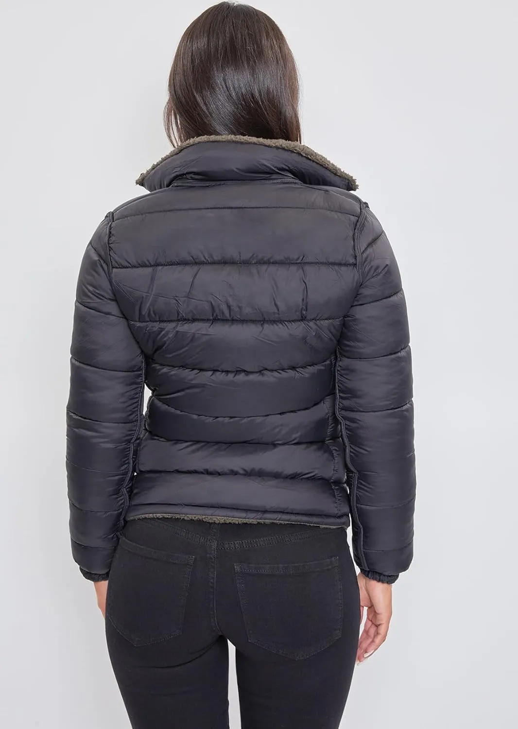 YMI Jeans Women's Winter Reversible Fitted Puffer Jacket