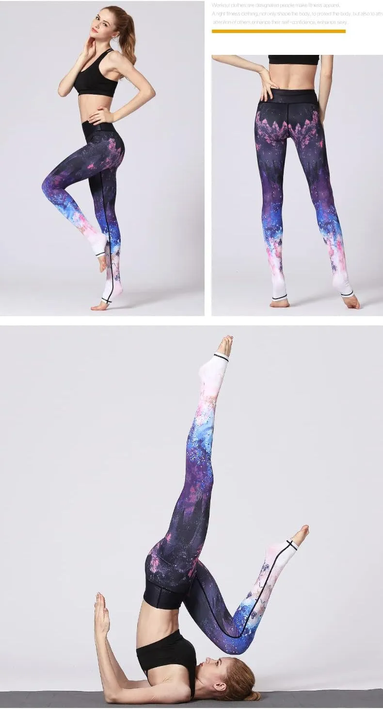 Yoga Clothes Women's Tight high Waist Hip-Lifting Foot-Stepping Trousers Sports Fitness Dance Printed Yoga Pants
