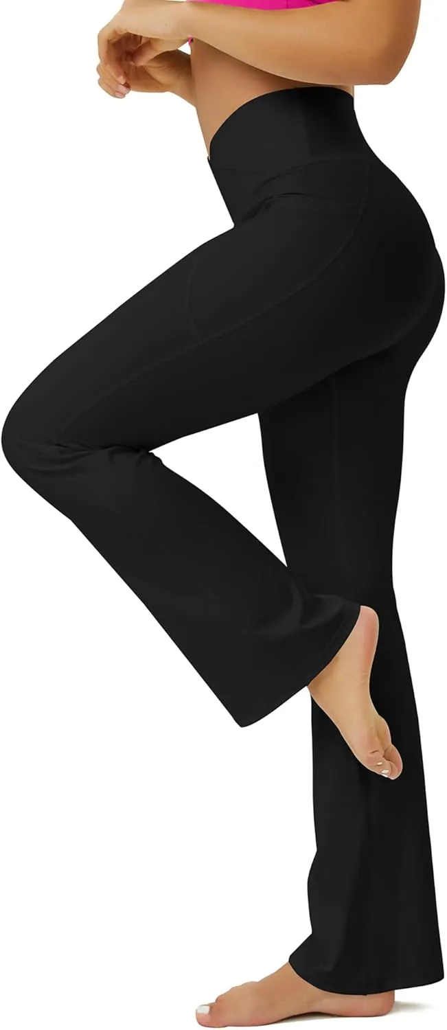 Yoga Pants Women, Flare Leggings for Women with Pockets Crossover High Waisted Bootcut Yoga Pants