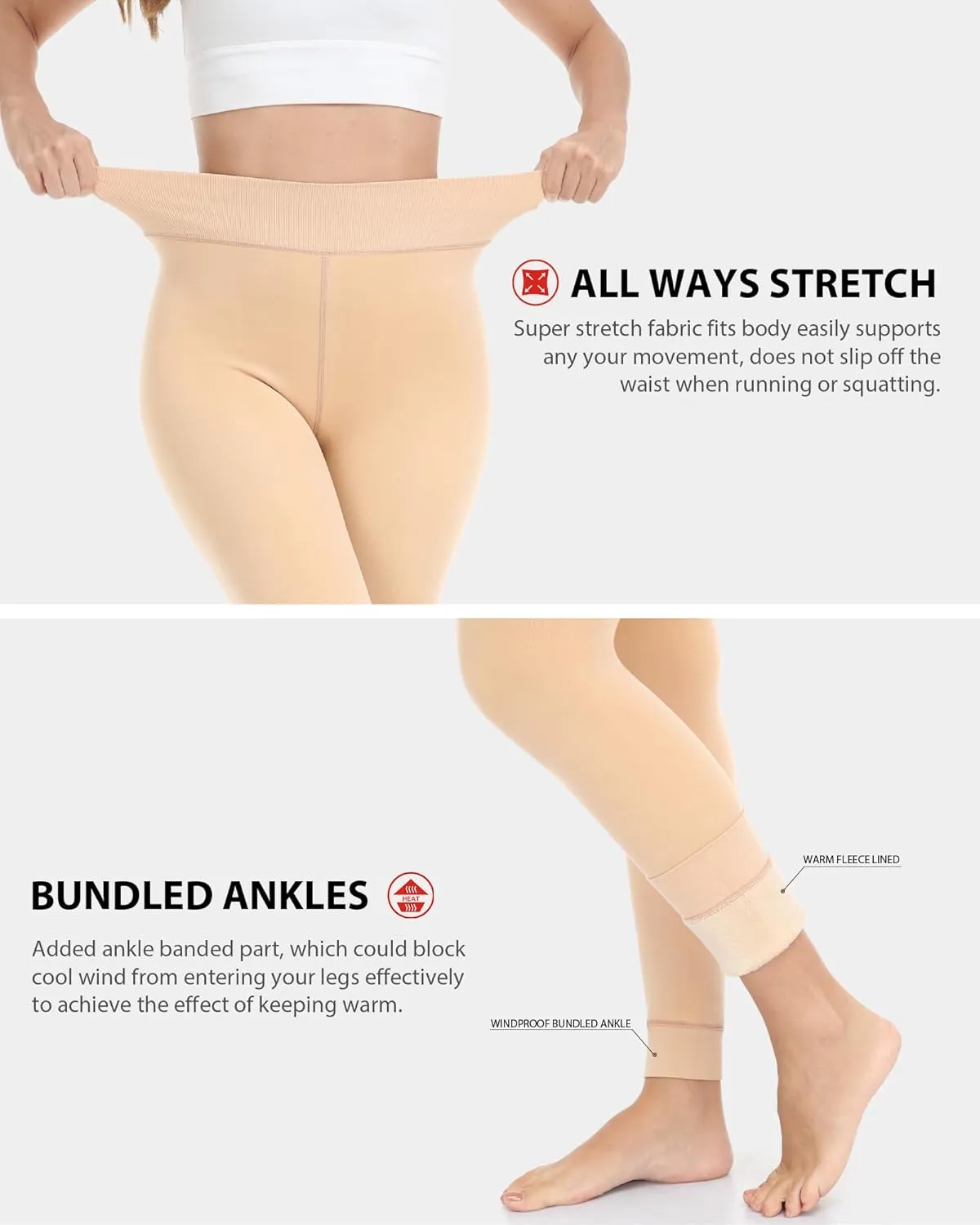 ZLLW Winter Warm Fleece Lined Leggings for WomenHigh Waisted Thick Thermal Velvet Tights