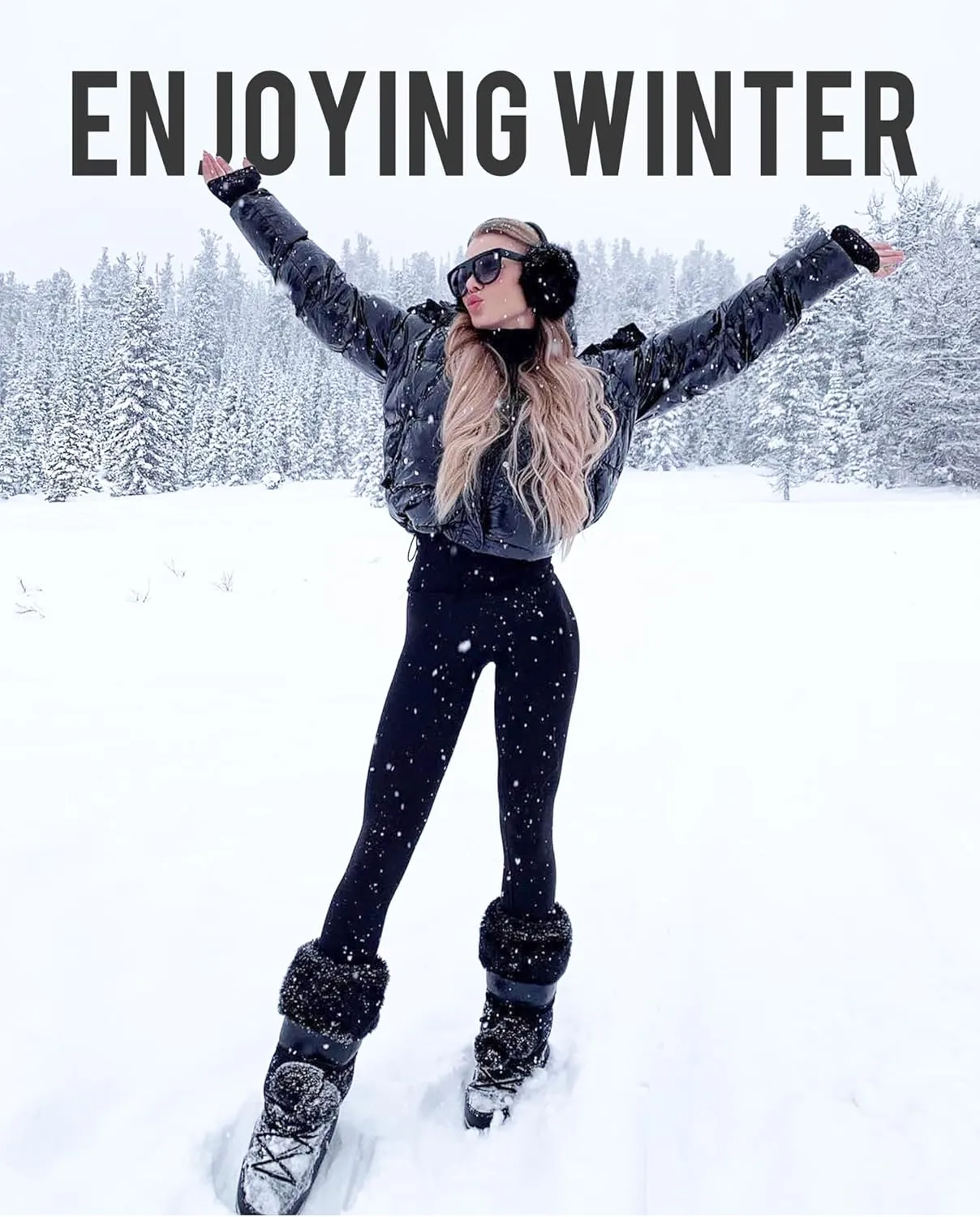 ZLLW Winter Warm Fleece Lined Leggings for WomenHigh Waisted Thick Thermal Velvet Tights